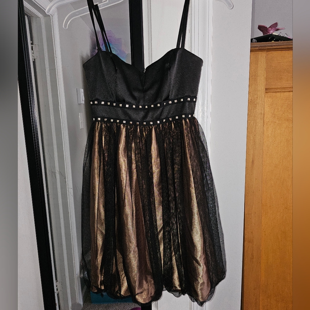 Jewel Trim Black Mini Dress